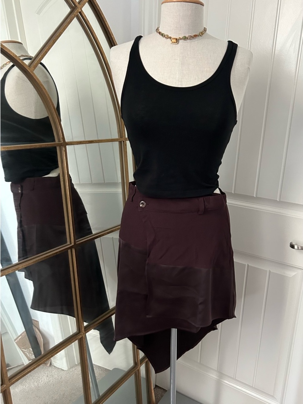 New Urban Outfitters  Size S Tessa Asymmetrical Brown Warp Skirt